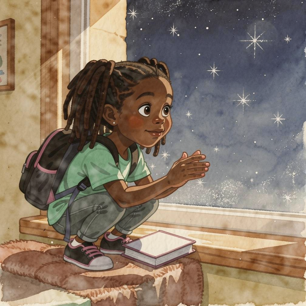 Fafali looks up at a sky full of wishes