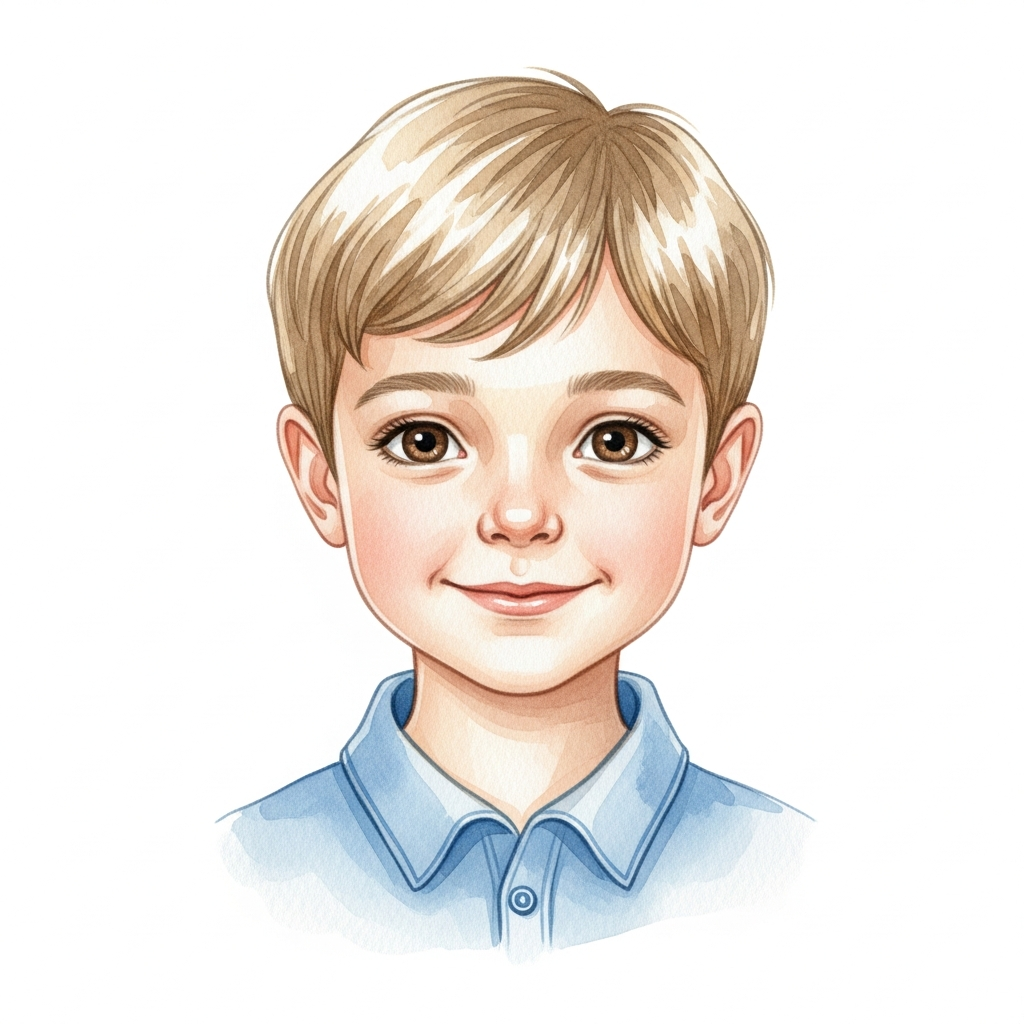 light skin, blonde short hair