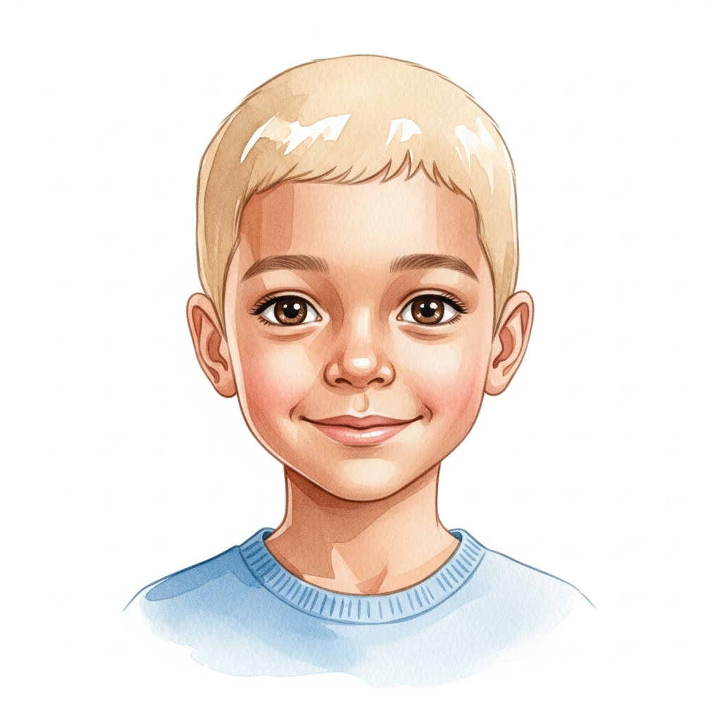 medium brown skin, blonde short hair